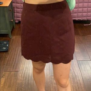 LUSH maroon mid thigh skirt